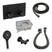 BRAUER Stripe Mitigeur thermostatique bain - boutons-poussoirs - SET 04 - encastré - ensemble de remplissage bain - douchette à main 3 positions - flexible de douche - coude mural - noir mat SW1435132