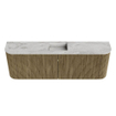 Mondiaz JOYA-DLUX Meuble de salle de bains 123,2cm - arrondis gauche et droite couleur Dusk - Vasque FAYE position Milieu 1 trou de robinet couleur Glace. SW1423214