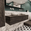 ENSEMBLE DE MEUBLE MONDIAZ LUSH - 150cm - 2 tiroirs - lavabo BARCO - 2 lavabos - 0 trou de robinet - marron foncé SW409660