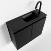 MONDIAZ TURE Kit lave-mains - 60x23x50cm - 1 trou de robinet - 2 portes - urban mat - Lavabo à droite - Solid Surface Noir SW475254