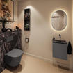 MONDIAZ TURE-DLUX 40cm toiletmeubel Dark Grey. EDEN wastafel Lava positie rechts. Zonder kraangat. SW1103754