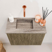 Mondiaz JOYA-DLUX 50cm toiletmeubel - kleur Dusk - Wastafel FAYE positie Links Zonder kraangat kleur Oza. SW1425977