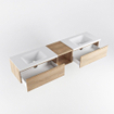 MONDIAZ BUKLA 200cm ensemble de meuble avec module ouvert 40 couleur Chêne blanchi avec 2 tiroirs. Lavabo CLOUD double 0 trous de robinet couleur Talc. SW1382184