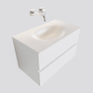 ENSEMBLE DE MEUBLE MONDIAZ VICA - 80cm - 2 tiroirs - lavabo Moon central - 0 trous de robinet - solid surface talc SW409707