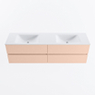 MONDIAZ Vica Ensemble meuble de salle de bains - 170cm - meuble bas rosee - 4 tiroirs - lavabo cloud double - sans trous de robinet - version haute 60cm - talc SW1083347