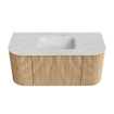 MONDIAZ KURVE-DLUX 100cm Meuble salle de bain avec module 25 G et D - couleur Oak - 1 tiroir - 2 portes - vasque GRUNNE centre - sans trou de robinet - couleur Opalo SW1137487