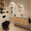 MONDIAZ TURE-DLUX Meuble toilette - 120cm - Washed Oak - EDEN - vasque Ostra - position centrale - 1 trou de robinet SW1105159