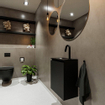 MONDIAZ TURE Kit lave-mains - 40x23x50cm - 1 trou de robinet - 1 porte - urban mat - Lavabo à gauche - Solid Surface Noir SW475247