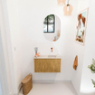 Mondiaz JOYA-DLUX 70cm toiletmeubel - kleur Oak - Wastafel FAYE positie Rechts Zonder kraangat kleur Frappe. SW1421886