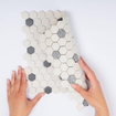 The Mosaic Factory London mozaïektegel - 26x30cm - wand en vloertegel - Zeshoek/Hexagon - Porselein White + Black Mat SW258555