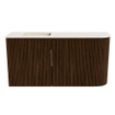 Mondiaz JOYA-DLUX Meuble de toilette 81,6cm - arrondi droit couleur Noyer - Vasque FAYE position Gauche 1 trou de robinet couleur Meli. SW1424430