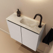 MONDIAZ TURE-DLUX Meuble toilette - 60cm - Linen - EDEN - vasque Ostra - position droite - 1 trou de robinet SW1104889