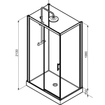 Nemo Spring Vidrio Cabine de douche - gauche - 120x90cm - porte coulissante - parois fixes - verre de sécurité - mitigeur de douche thermostatique SW290145
