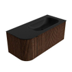 MONDIAZ KURVE 105cm Meuble salle de bain avec module 25 G - couleur Walnut - 1 tiroir - 1 porte - vasque BIG SMALL droite - sans trous de robinet - Urban SW1138460