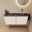 MONDIAZ TURE-DLUX Meuble toilette - 100cm - Talc - EDEN - vasque Lava - position droite - sans trou de robinet SW1103630