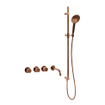 Fortifura Nebbio Ensemble combiné bain - robinet thermostatique - barre de glissement avec coude mural intégré - flexible de douche métallique - douchette ronde - bec verseur - cuivre brossé SW1238059