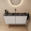 MONDIAZ TURE-DLUX meuble WC 100 cm Linen. Lavabo EDEN Lava position centrale. Sans trou de robinet. SW1103876