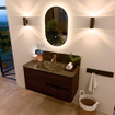 Mondiaz CIRO-DLUX Ensemble de meubles de salle de bains - 100x45x50cm - lavabo en solid surface Lava - 1 vasque au milieu - 1 trou de robinet - 2 tiroirs - Noyer SW1530143