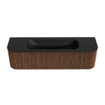 MONDIAZ KURVE 160cm Meuble salle de bain avec module 25 G et D - couleur Walnut - 1 tiroir - 2 portes - vasque BIG MEDIUM centre - 1 trou de robinet - Urban SW1138531