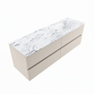 Mondiaz VICA-DLUX ensemble de meuble de salle de bain - 150cm - meuble sous-vasque lin - 4 tiroirs - lavabo encastré nuage droite - 1 trou de robinet - version haute de 60cm - glace SW1087749