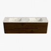 Mondiaz CIRO-DLUX Badkamermeubelset - 170x45x50cm - Solid surface wastafel Ostra - 2 wasbak Dubbel - zonder kraangaten - 4 lades - Walnut SW1530395