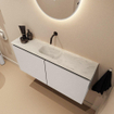 MONDIAZ TURE-DLUX Meuble WC 100cm Linen. EDEN lavabo Opalo position milieu. Sans trou de robinet. SW1104375