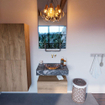 Mondiaz ALAN-DLUX Ensemble de meuble - 70cm - meuble Washed Oak mat - 1 tiroir - Lavabo Cloud Lava suspendu - vasque Centre - 0 trous de robinet SW809154