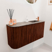 Mondiaz JOYA-DLUX 81.6cm meuble de toilette - arrondi gauche couleur Ruby - Vasque FAYE position Droite 1 trou de robinet couleur Oza SW1425539