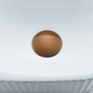 QeramiQ Fuente Ensemble de lavabo - 40x21.5x12cm - gauche - nervuré - demi-rond - 1 trou de robinet - céramique - robinet de lavabo cuivre brossé - bouchon de vidange - siphon abaissé - blanc brillant SW1233038