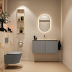 MONDIAZ TURE-DLUX Meuble toilette - 100cm - Smoke - EDEN - vasque Frappe - position centrale - sans trou de robinet SW1103062
