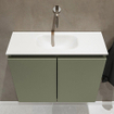 MONDIAZ TURE Kit lave-mains - 60x23x50cm - 0 trou de robinet - 2 portes - armée mate - Lavabo centré - Solid Surface Blanc SW474992