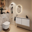 MONDIAZ TURE-DLUX Meuble de toilettes 100 cm Linen. Lavabo EDEN Glace position gauche. Avec 1 trou de robinet. SW1103370
