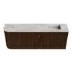 Mondiaz JOYA-DLUX Meuble de salle de bains 111.6cm - arrondi gauche couleur Walnut - Vasque FAYE position Droite 1 trou de robinet couleur Glace. SW1422405