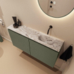 MONDIAZ TURE-DLUX Meuble WC 100 cm Army. Lavabo EDEN Glace position droite. Sans trou de robinet. SW1103204