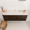 Mondiaz JOYA-DLUX 91.6cm toiletmeubel - ronding links kleur Walnut - Wastafel FAYE positie Rechts 1 kraangat kleur Ostra. SW1422653