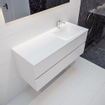 Mondiaz VICA ensemble de meuble de salle de bain - 120cm - meuble sous lavabo talc - 4 tiroirs - lavabo cloud droite - 1 trou de robinet - version XL 60cm haut SW1090612