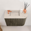 Mondiaz JOYA-DLUX Meuble de toilette 51,6cm - arrondi droit couleur Shadow - Lavabo FAYE position Gauche 1 trou de robinet couleur Opalo. SW1422918