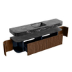 MONDIAZ THOR-DLUX 190cm badmeubel ronding links + rechts kleur Walnut met 2 lades en 2 deuren. Vrijhangende wastafel CLOUD Midden 1 kraangat kleur Lava. SW1467703