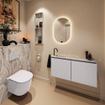 MONDIAZ TURE-DLUX Meuble toilette - 100cm - Cale - EDEN - vasque Glace - position gauche - 1 trou de robinet SW1103250