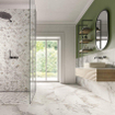 Terravito Bezino carreau mural - 30x30cm - 10mm - Écaille de poisson - Aspect marbre - Blanc mat SW706228