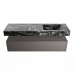 Mondiaz ALAN-DLUX Ensemble de meuble - 150cm - meuble Dark grey mat - 1 tiroir - Lavabo Cloud Lava suspendu - vasque Droite - 0 trous de robinet SW808104