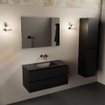 Mondiaz AIVY Ensemble de meuble - 100x45x50cm - 0 trous de robinet - 1 vasque Urban Solid surface - Centre - 2 tiroirs - avec miroir - MDF Urban SW892251