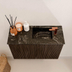 Mondiaz JOYA-DLUX 60cm toiletmeubel - kleur Walnut - Wastafel FAYE positie Rechts 1 kraangat kleur Lava. SW1422438