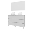 Adema Chaci PLUS Ensemble de meuble - 119x86x45.9cm - vasque à poser sur plan - robinets encastrables Inox - 6 tiroirs - miroir rectangulaire - blanc mat SW1027184