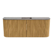 Mondiaz JOYA-DLUX 103.2cm toiletmeubel - ronding links en rechts kleur Oak - Wastafel FAYE positie Midden Zonder kraangat kleur Oza. SW1424131
