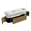 MONDIAZ THOR-DLUX Meuble de salle de bains 170cm arrondi gauche + droite couleur Shadow avec 1 tiroir et 2 portes. Vasque suspendue CLOUD Double 2 trous de robinet couleur Opalo. SW1465567