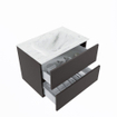 Mondiaz VICA-DLUX ensemble de meuble de salle de bain - 70cm - meuble sous-vasque gris foncé - 2 tiroirs - lavabo encastré nuage milieu - sans trous de robinet - version haute de 60cm - opalo SW1087803