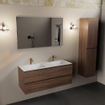 Mondiaz AIVY Ensemble de meuble - 120x45x50cm - 2 trous de robinet - 2 vasques Talc Solid surface - Gauche et droite - 2 tiroirs - avec miroir - Melamine Mocha SW892228