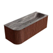 MONDIAZ KURVE-DLUX meuble de salle de bains 125 cm arrondi à gauche couleur Ruby avec 1 tiroir et 1 porte. Lavabo BIG MEDIUM à droite 1 trou de robinet Oza. SW1432804