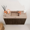 Mondiaz JOYA-DLUX 60cm toiletmeubel - kleur Walnut - Wastafel FAYE positie Midden 1 kraangat kleur Arena. SW1424319